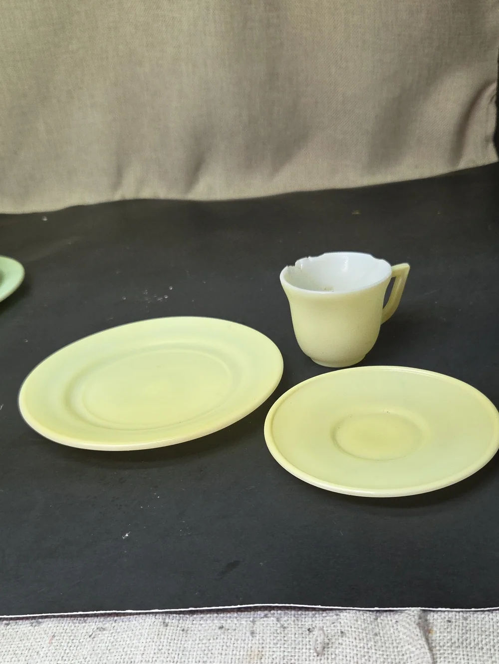 Hazel Atlas Little Hostess Glass Child's Tea Set 14pc 1940s Vintage + Silverware